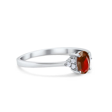 Oval Cut Wedding Ring Simulated Garnet CZ 925 Sterling Silver